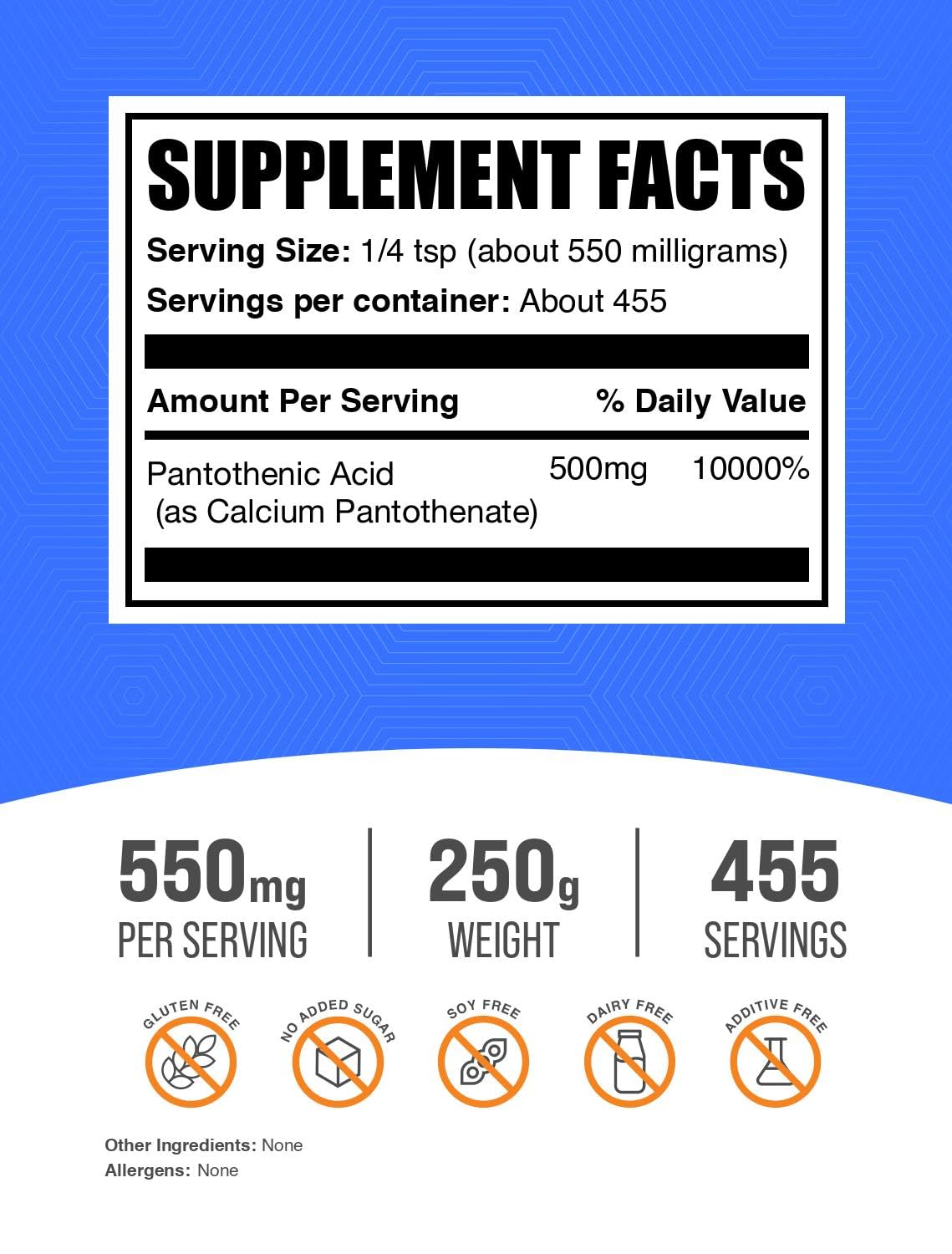 BulkSupplements Vitamin B5 Pantothenic Acid Powder packaging
