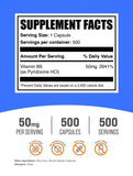 BulkSupplements Vitamin B6 Pyridoxine HCl 50mg capsules side view