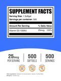BulkSupplements Vitamin D3 1000 IU Softgels side view