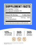 BulkSupplements Vitamin D3 5000 IU Softgels back view