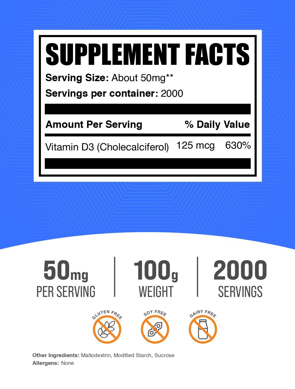 BulkSupplements Vitamin D3 Powder packaging