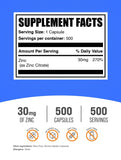 BulkSupplements Zinc Citrate 30mg Capsules side view