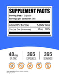 BulkSupplements Zinc Gluconate Capsules 40mg side view
