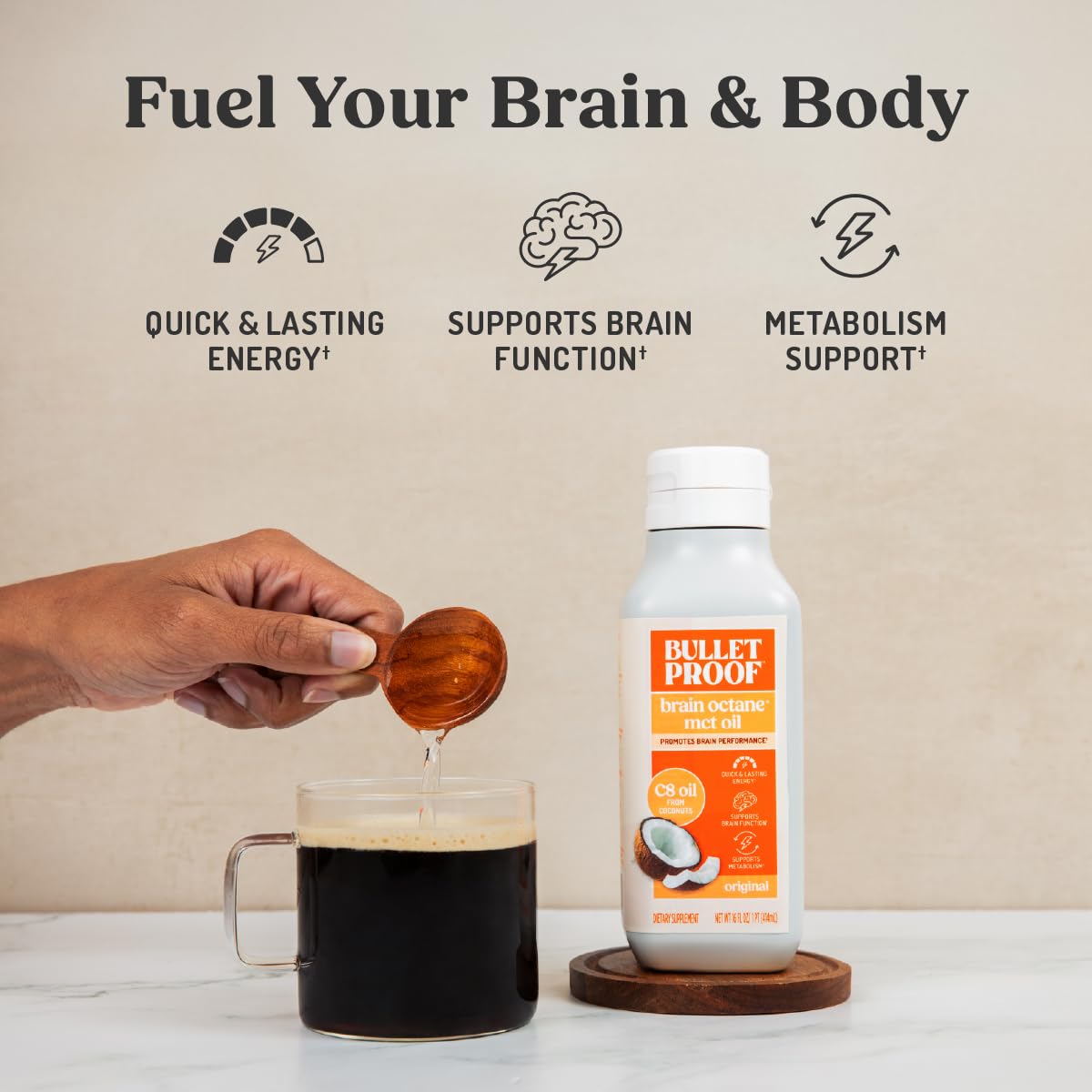 Bulletproof Brain Octane C8 MCT Oil 16oz back view