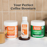 Bulletproof Brain Octane C8 MCT Oil 16oz with kitchen ingredients