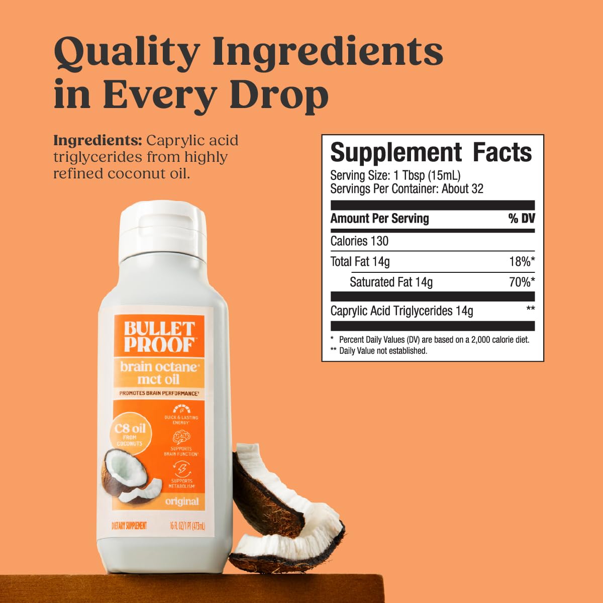 Bulletproof Brain Octane C8 MCT Oil in a kitchen setting
