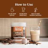 Bulletproof Chocolate Collagen Peptides mixed in a smoothie