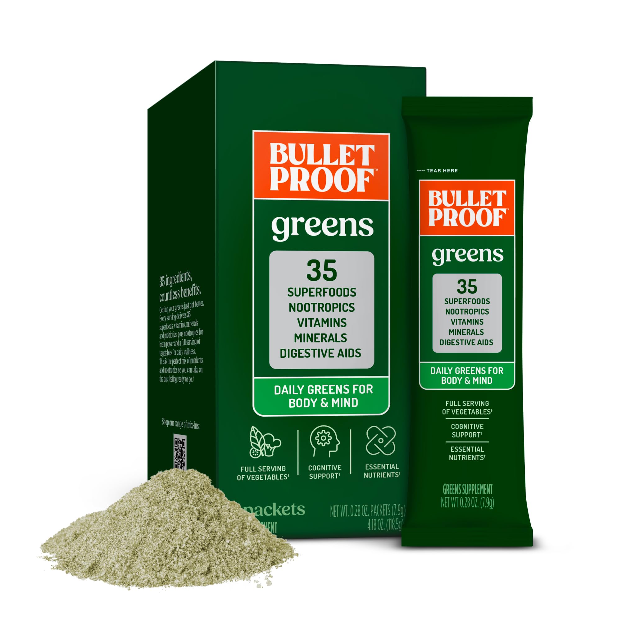 Bulletproof Greens Packets 15-count box front view