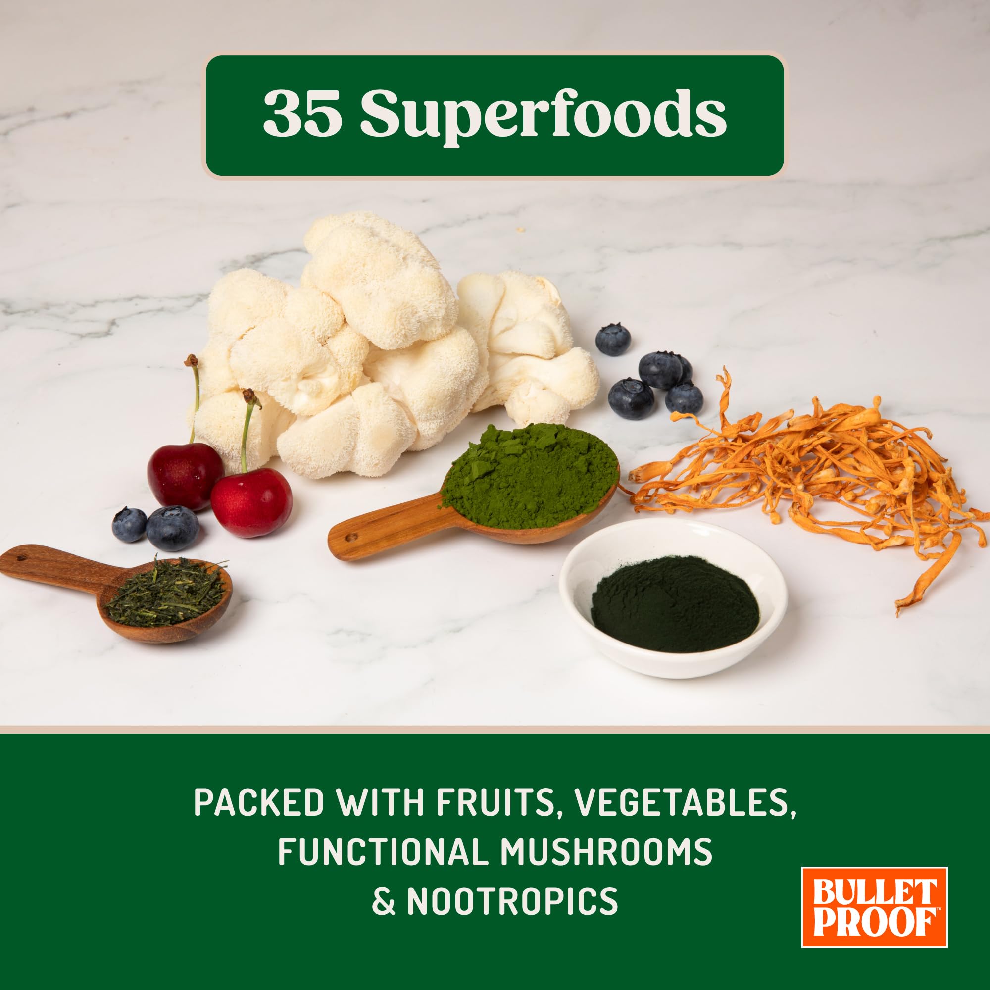 Bulletproof Greens Packets lifestyle scene on kitchen counter