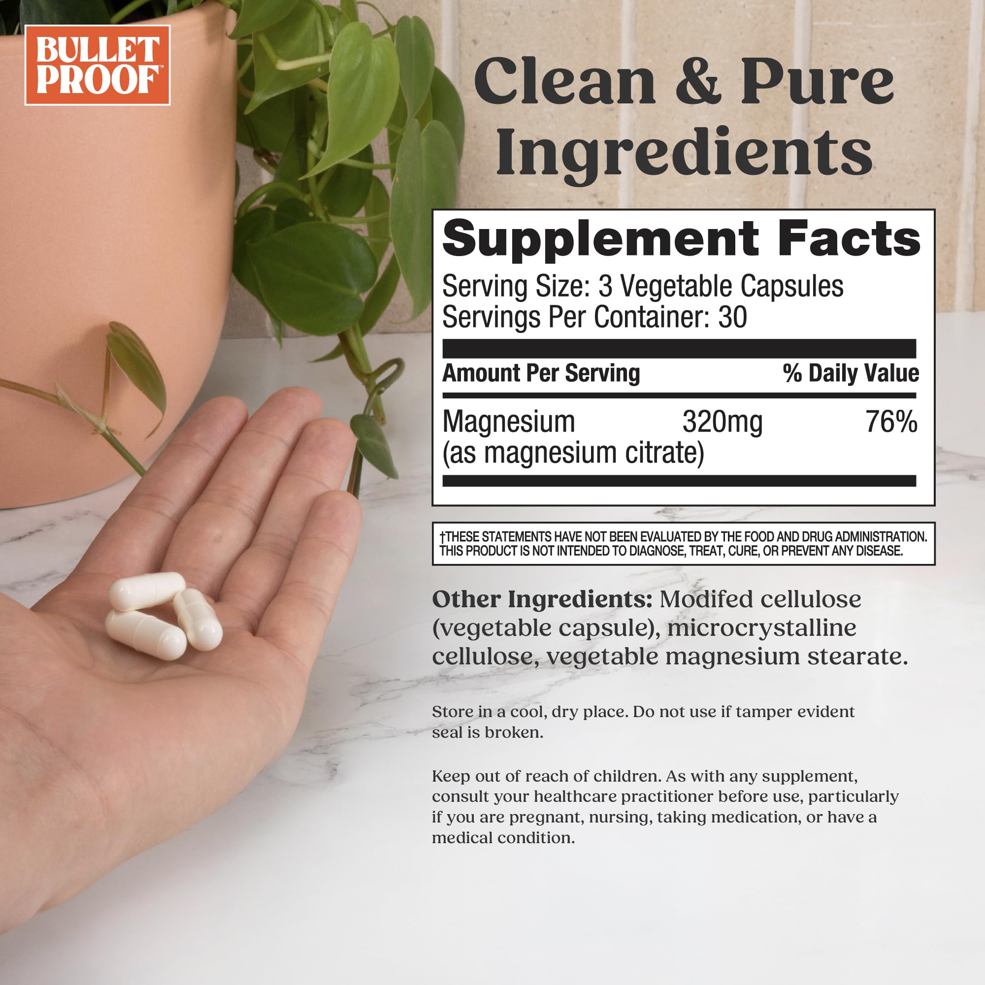 Bulletproof Magnesium Capsules showing label and dosage details