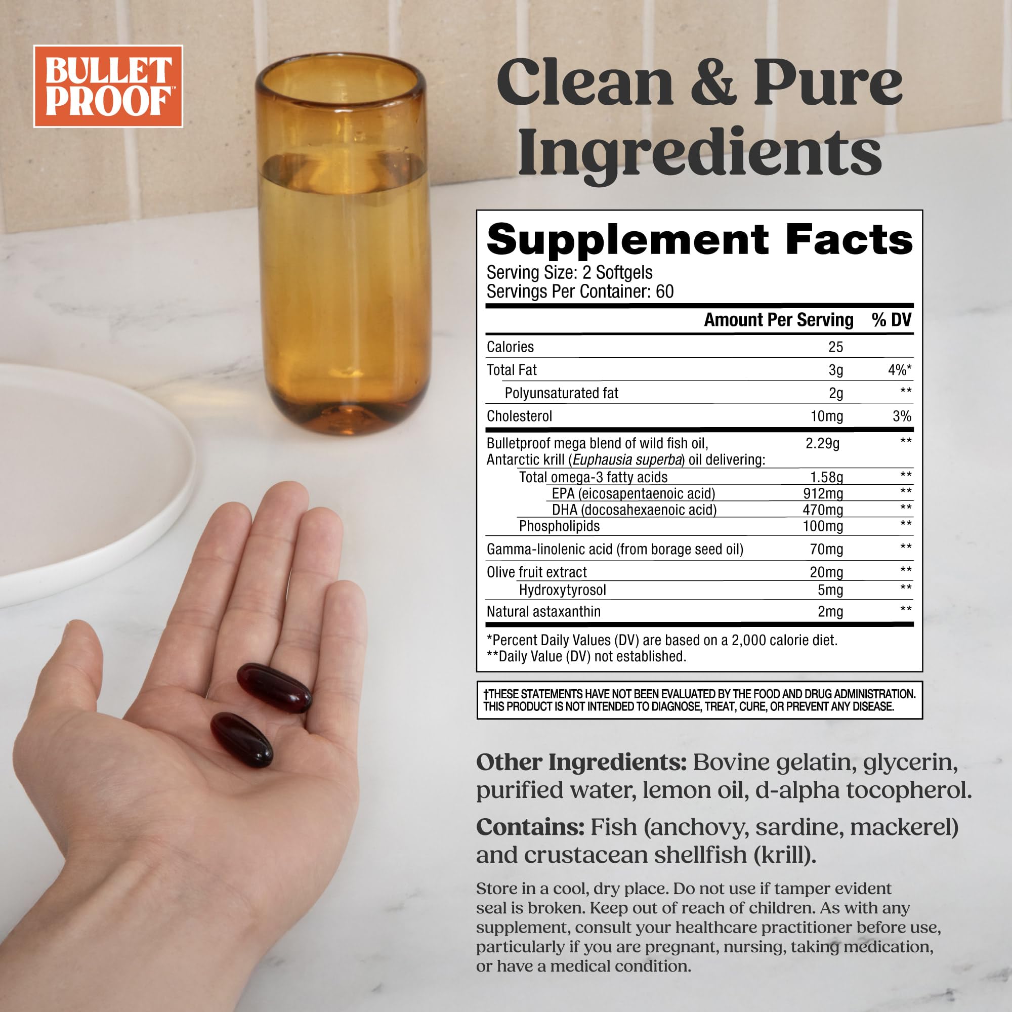 Bulletproof Omega Krill Complex bottle with lemon flavour label