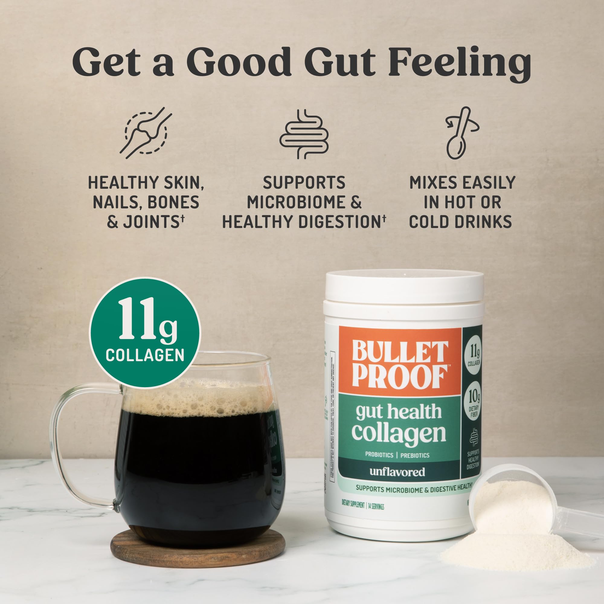 Bulletproof Unflavored a daily routine Collagen Protein jar back view