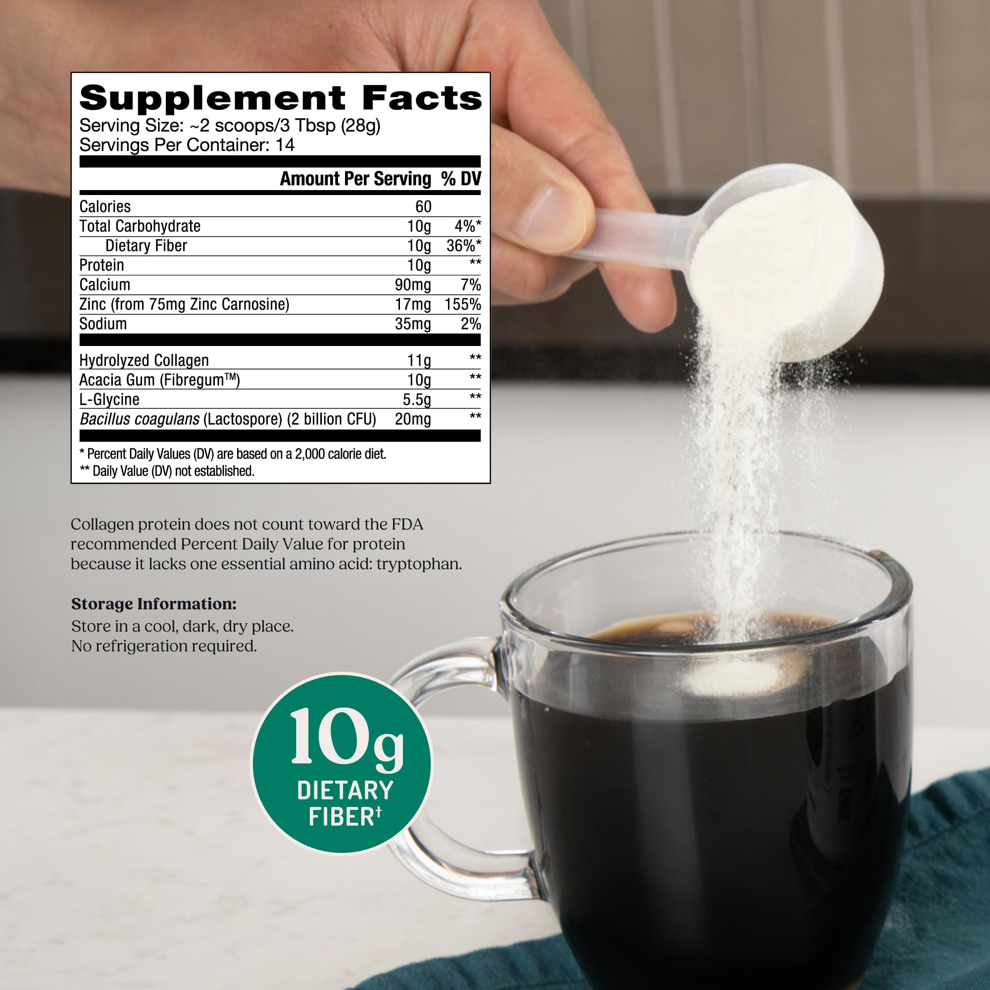 Bulletproof Unflavored a daily routine Collagen Protein jar side view