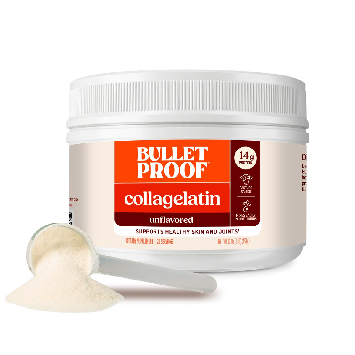 Bulletproof Unflavored Collagelatin 16-ounce jar front view