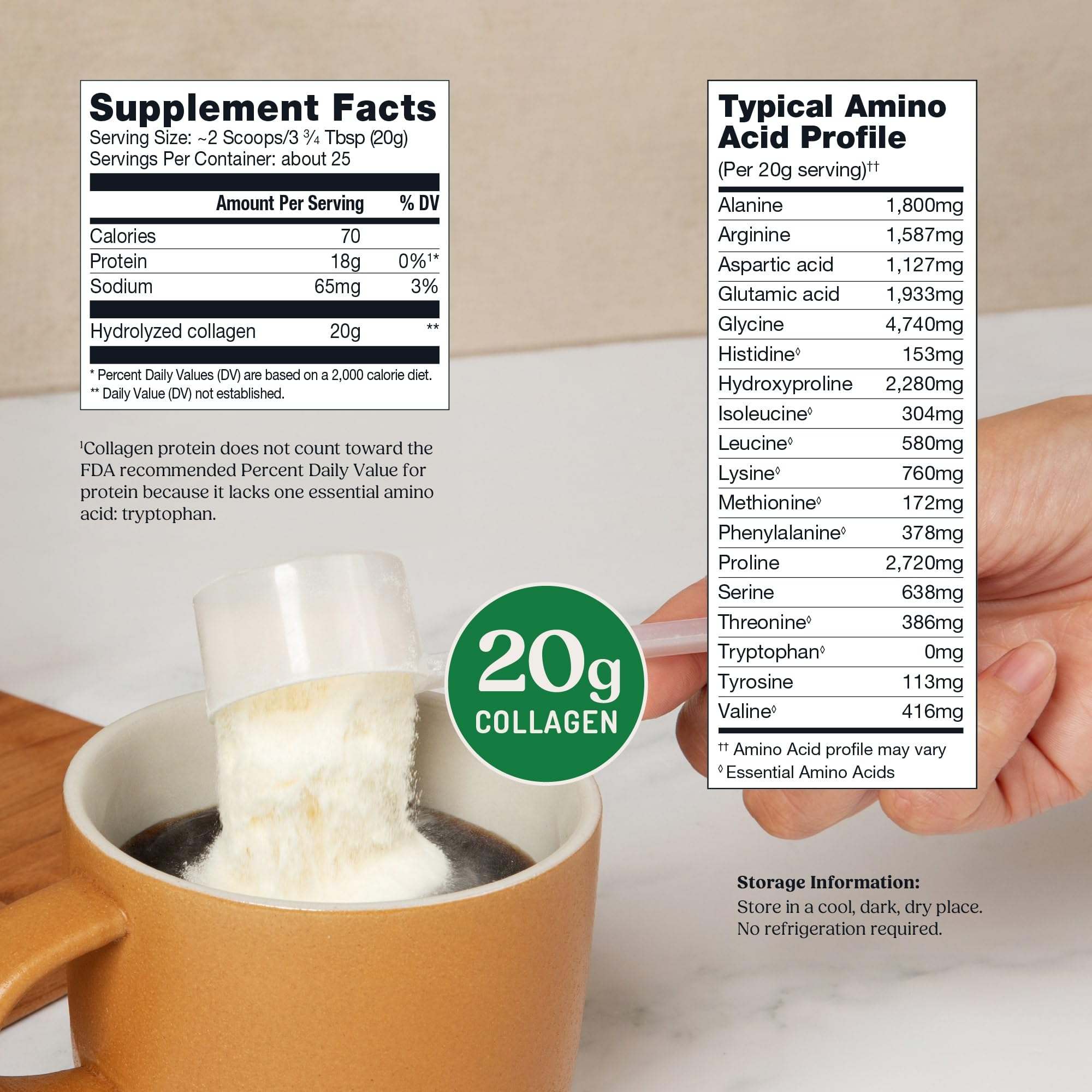 Bulletproof Unflavored Collagen Peptides 17.6 oz jar side view