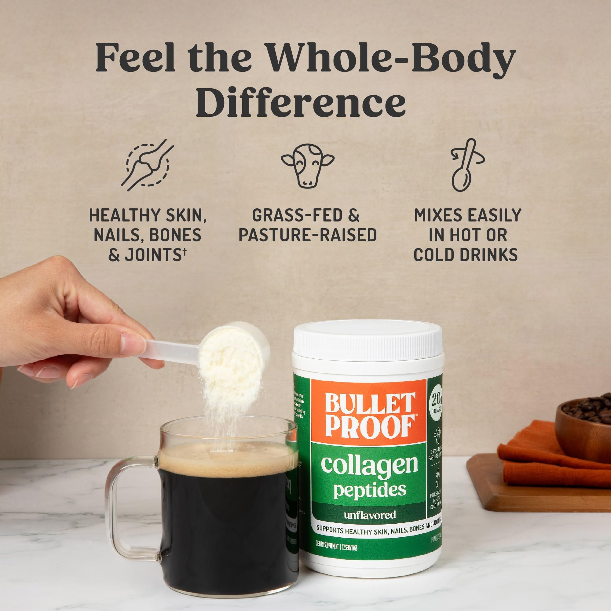 Bulletproof Unflavored Collagen Peptides jar top view
