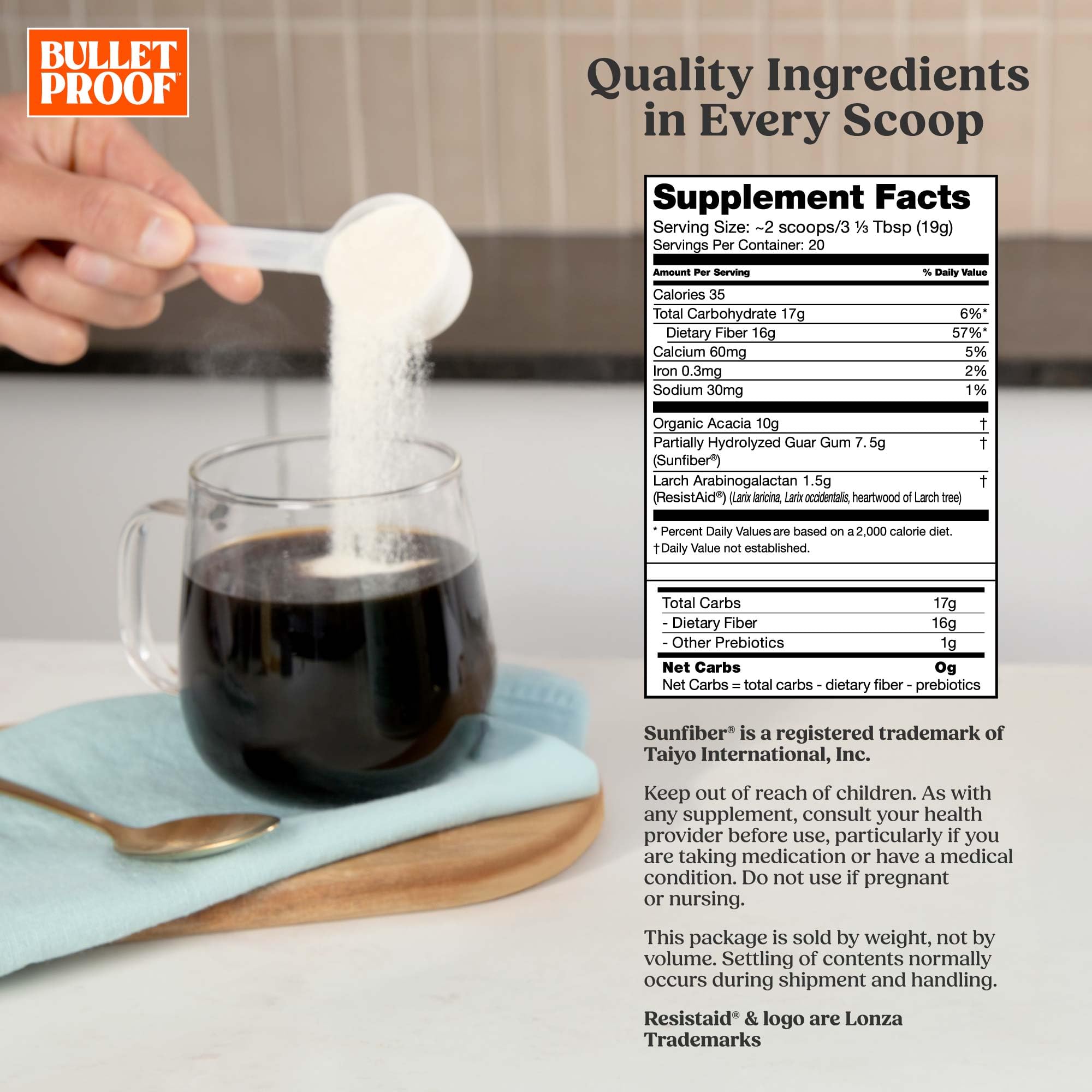 Bulletproof Unflavored Innerfuel Prebiotic Fiber Powder container side view
