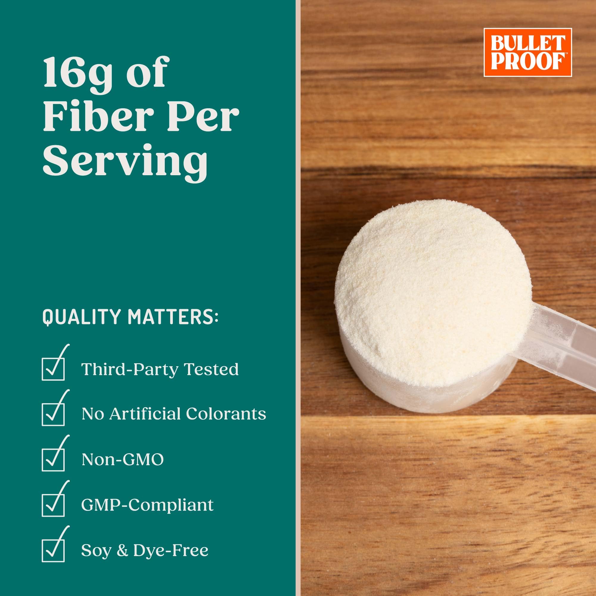 Bulletproof Unflavored Innerfuel Prebiotic Fiber Powder mixed in a glass of water
