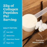 Bulletproof Vanilla Bean Energy Collagen Protein in a glass with water