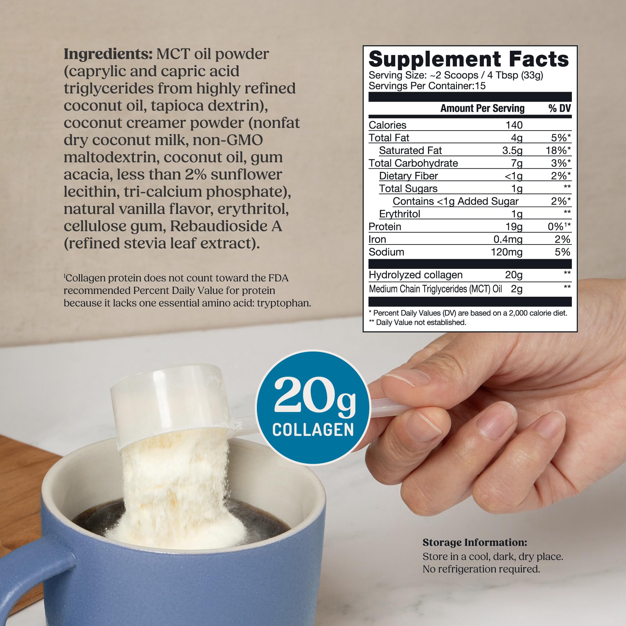 Bulletproof Vanilla Collagen Peptides jar side view