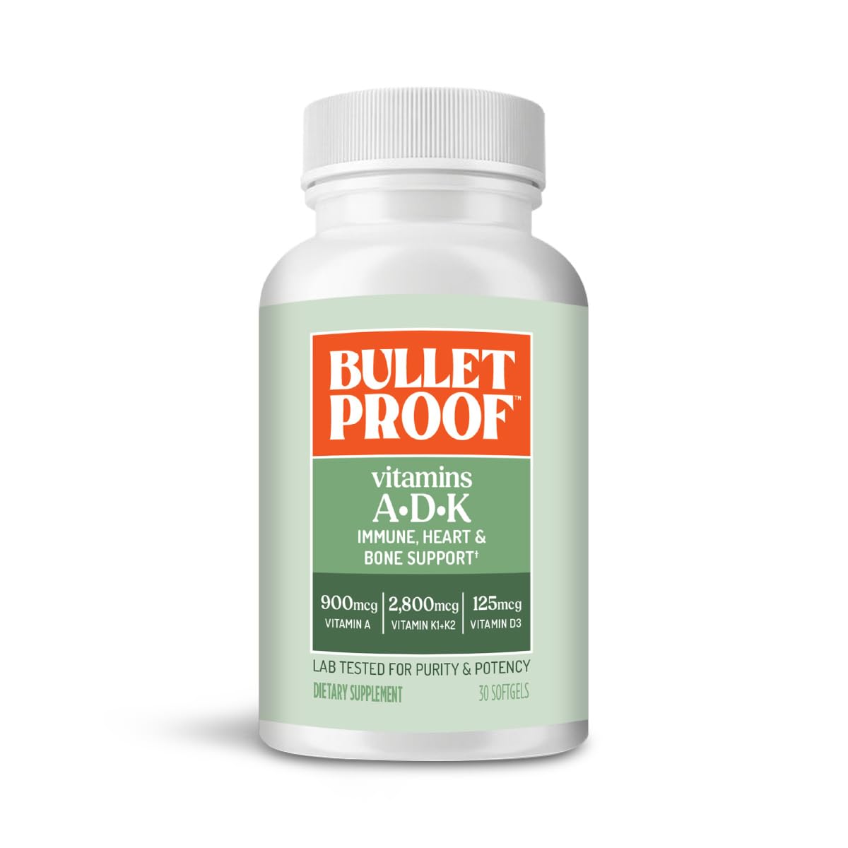 Bulletproof Vitamins A-D-K softgels front view with packaging