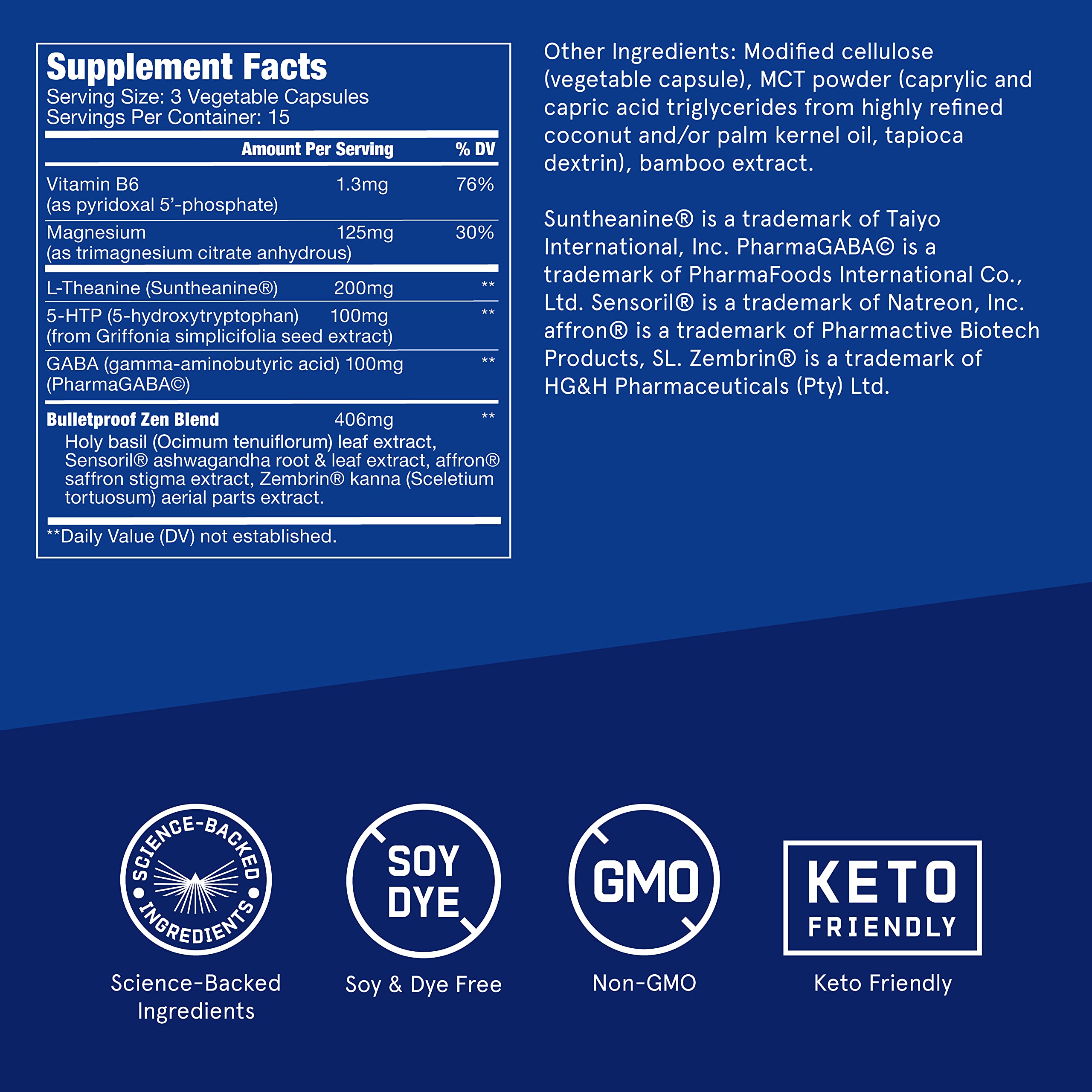 Bulletproof Zen Mode capsules showing three capsules on a white background