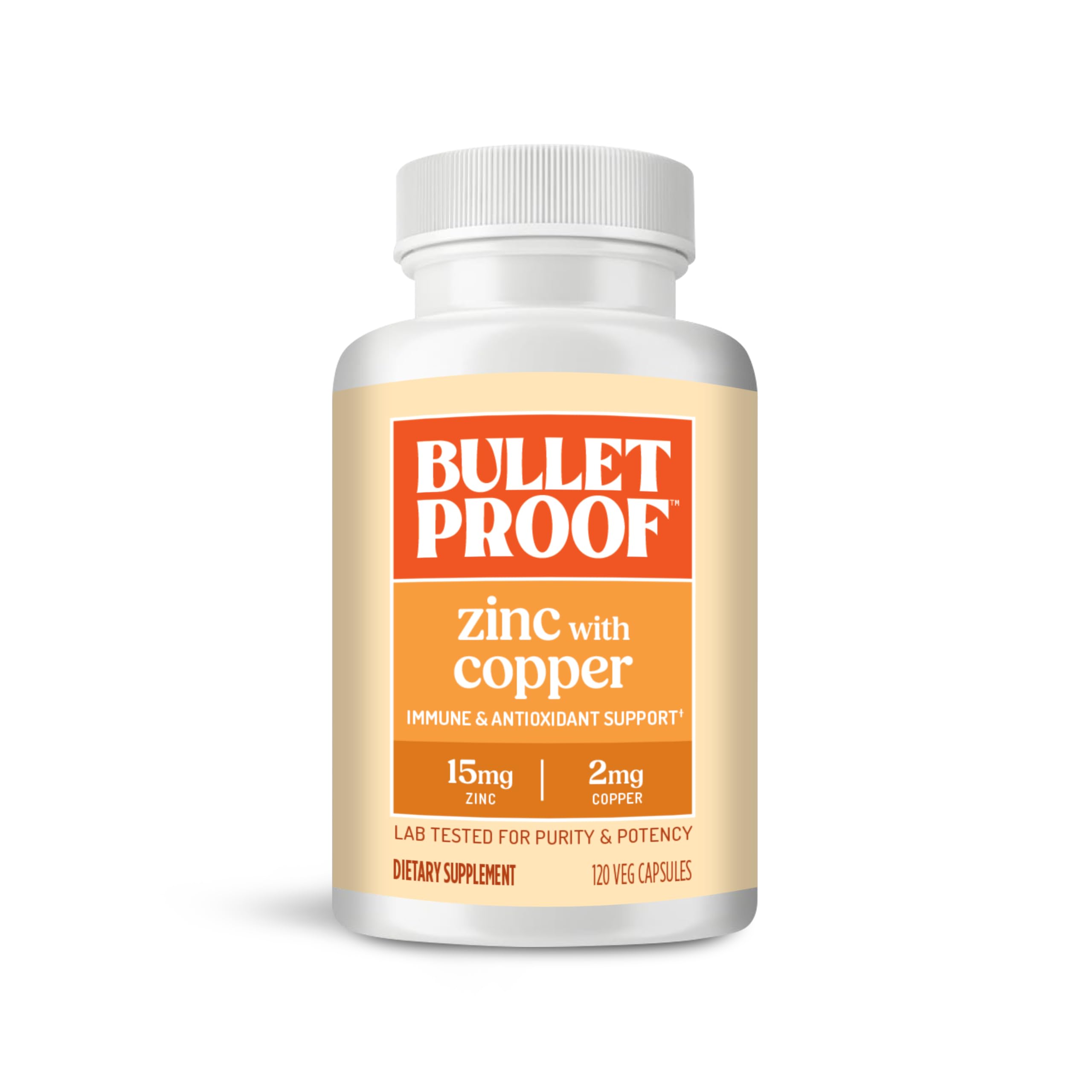 Bulletproof Zinc with Copper 120 capsules front view