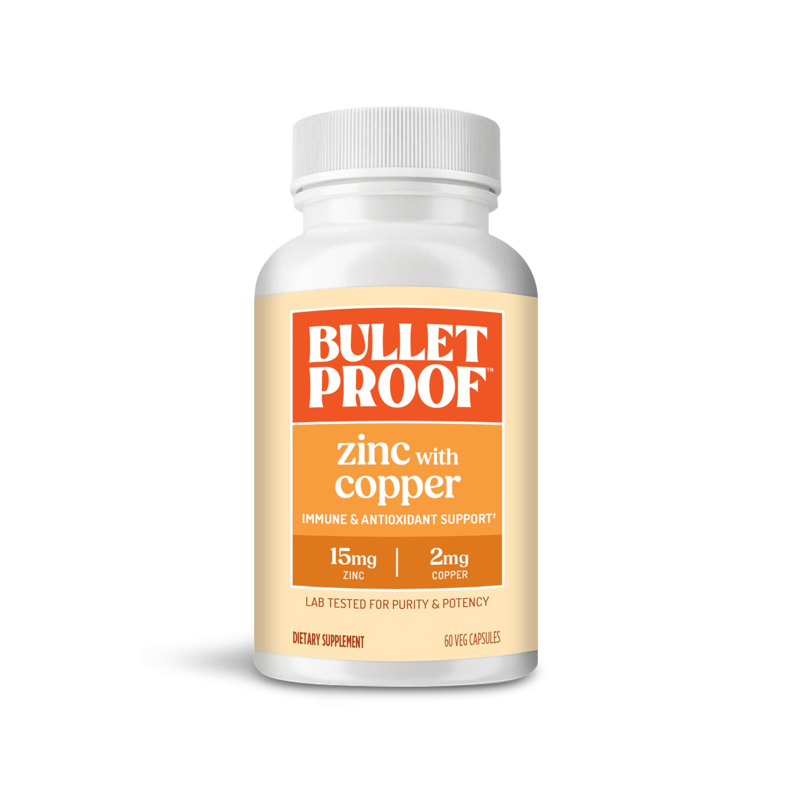 Bulletproof Zinc with Copper 60 capsules front view