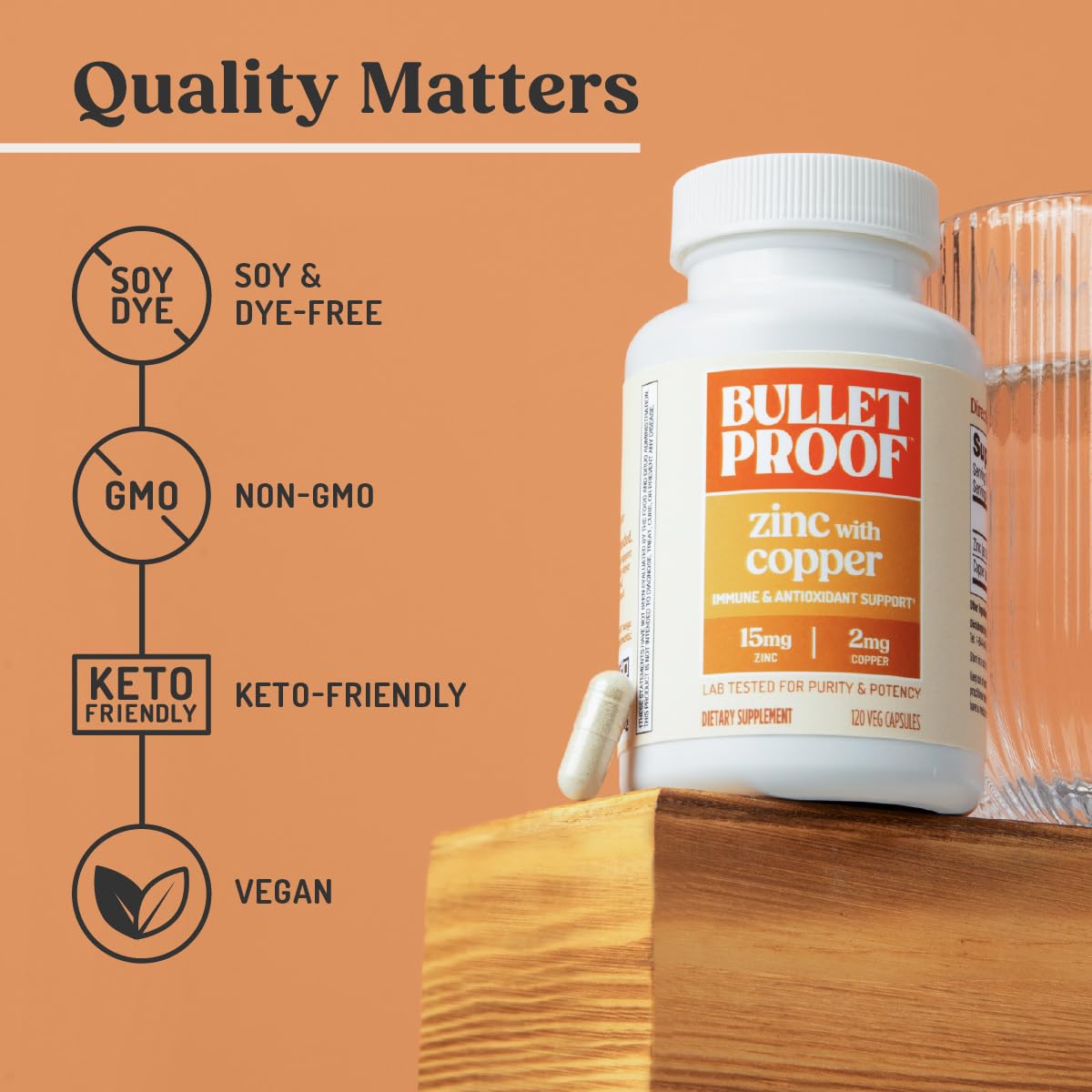 Bulletproof Zinc with Copper bottle with a measuring spoon
