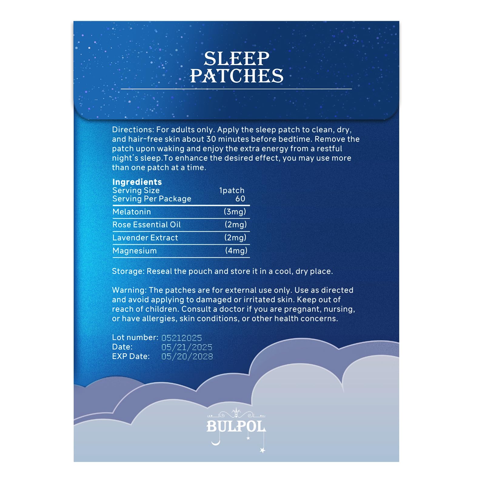 BULPOL Sleep Patches 60 Pack side view