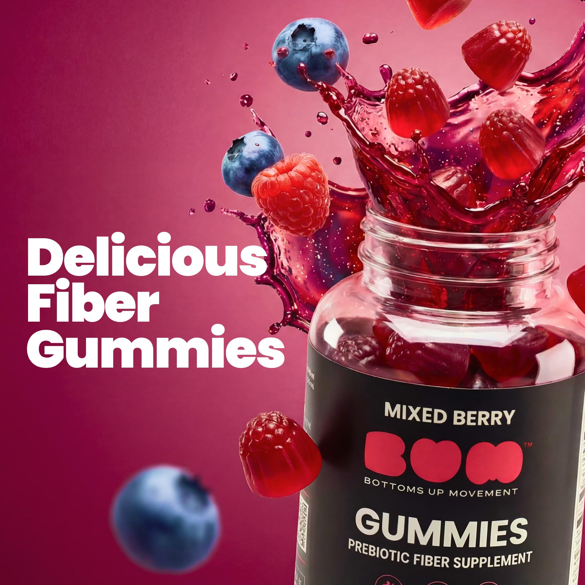 (BUM) Bottoms Up Movement Prebiotic Fiber Gummies bottle side view