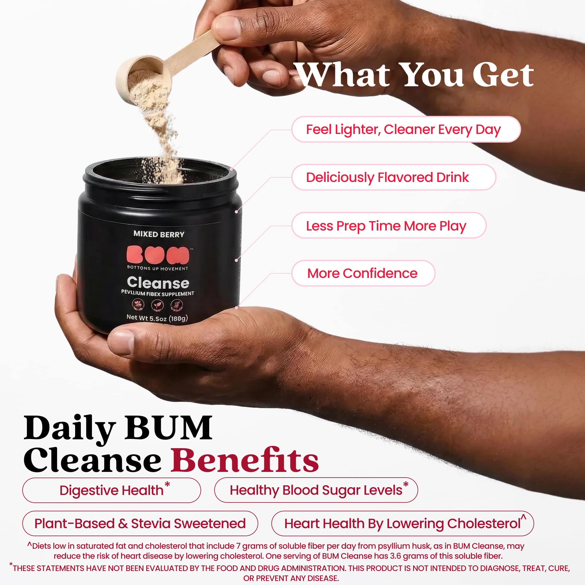 (BUM) Psyllium Husk Fiber Powder close-up of fine powder