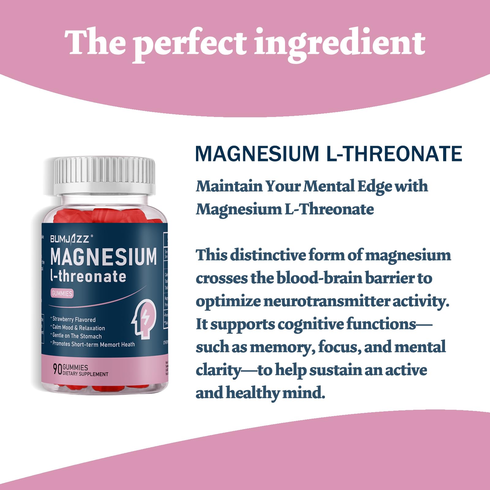 Bumjazz Magnesium L-Threonate Gummies showing dosage instructions