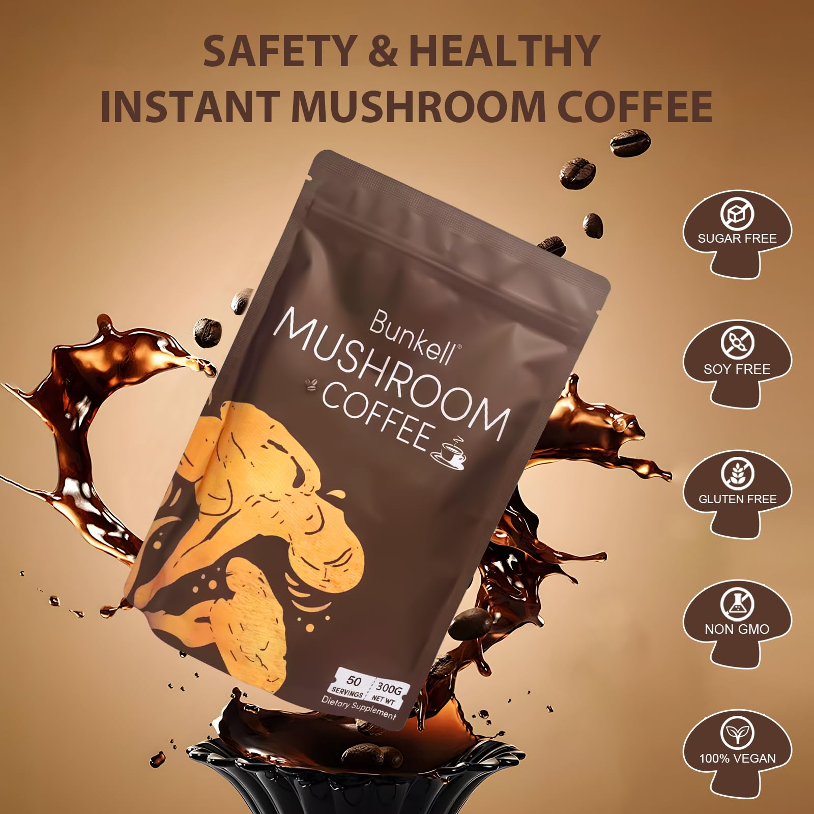 Bunkell Mushroom Coffee Blend powder in a bowl