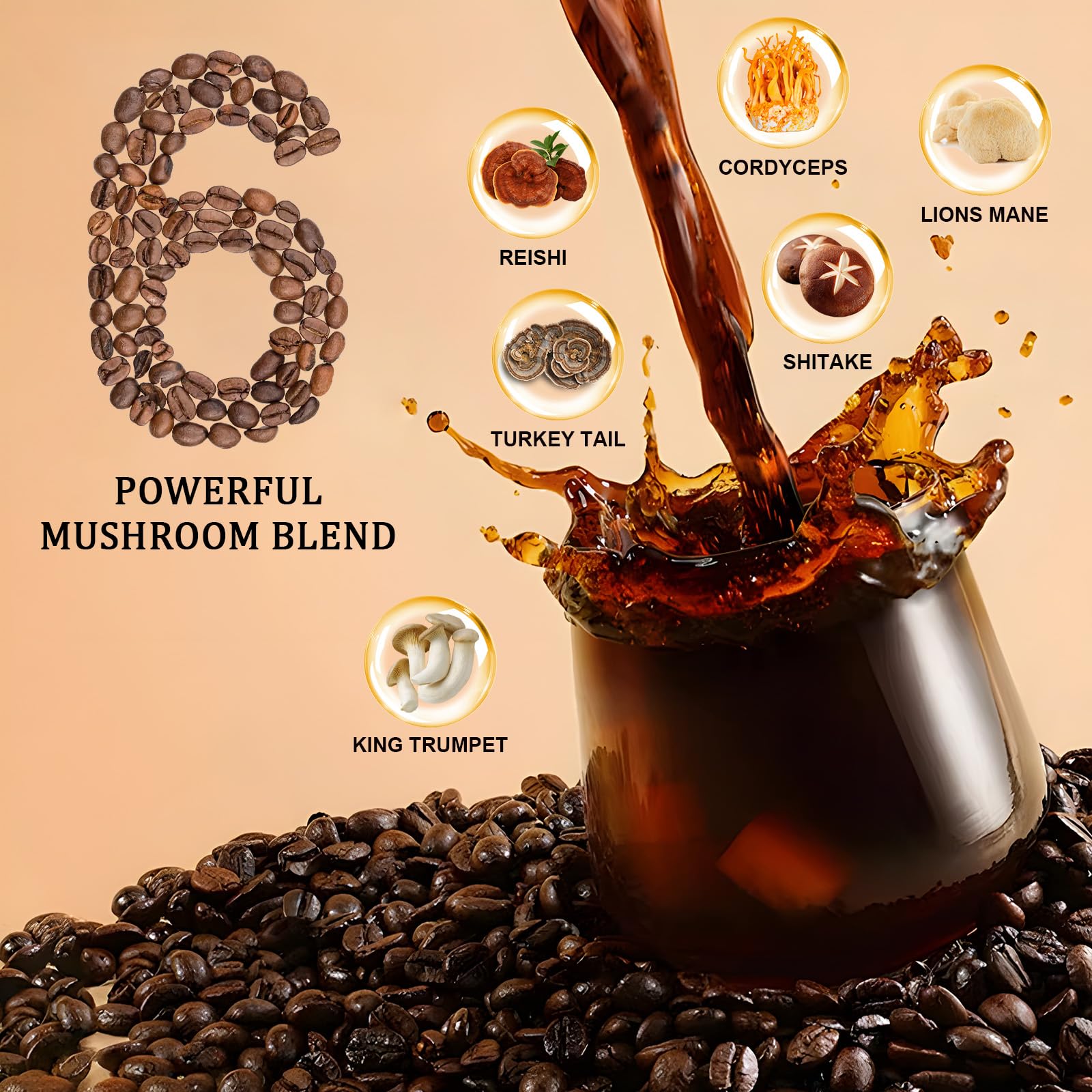 Bunkell Mushroom Coffee Blend scoop with powder
