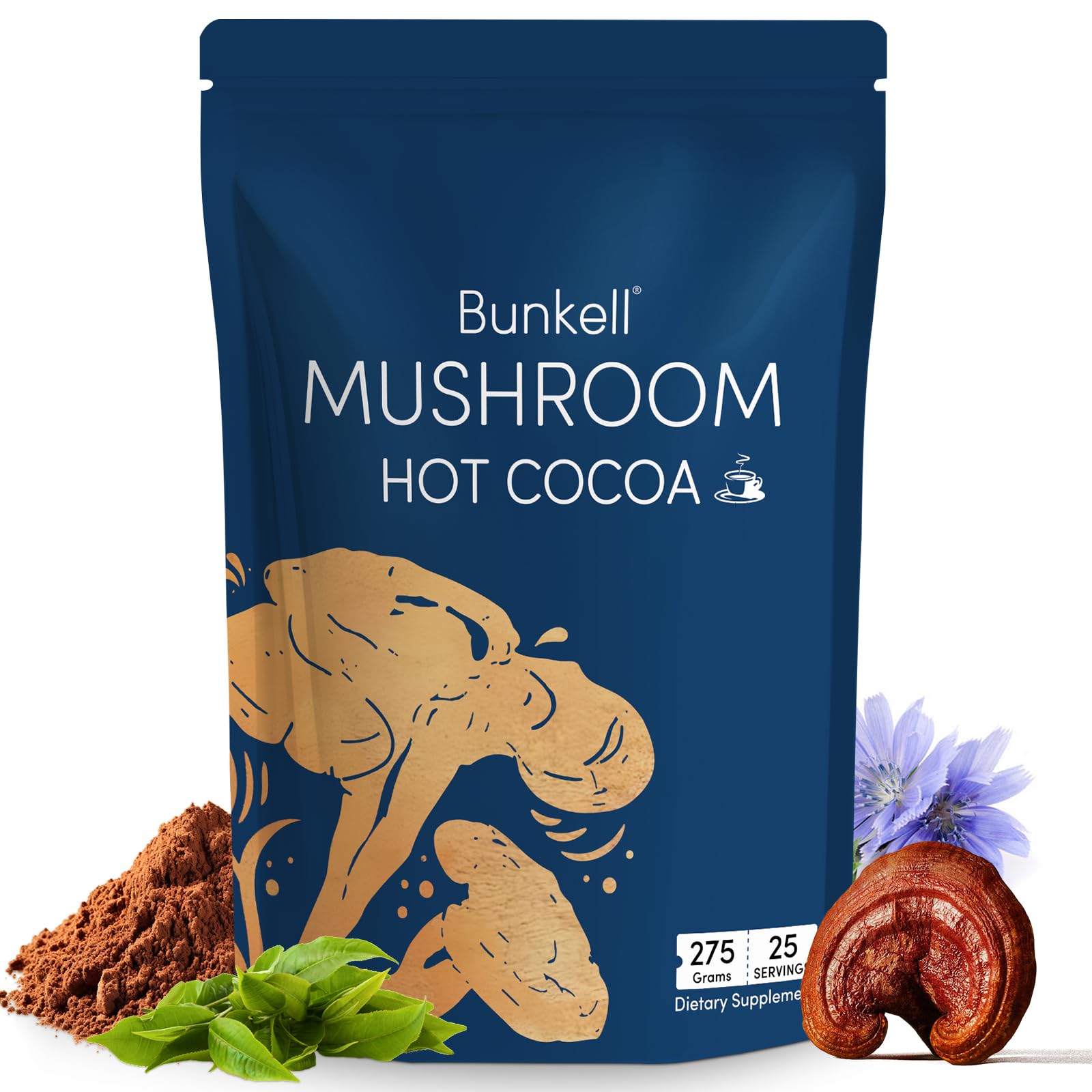 Bunkell Mushroom Hot Cocoa Blend 290g front view with packaging