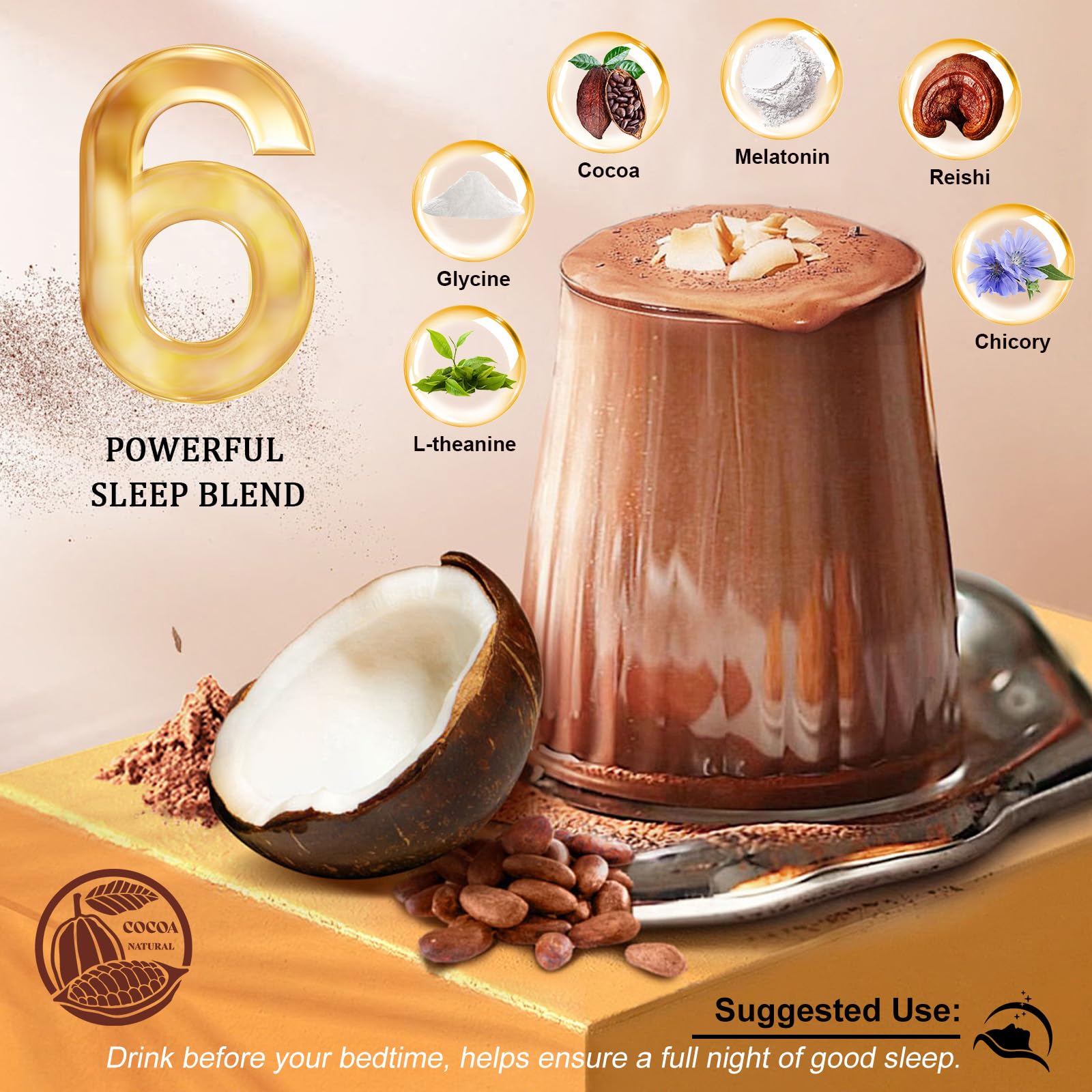 Bunkell Mushroom Hot Cocoa Blend powder in a bowl