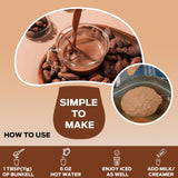 Bunkell Mushroom Hot Cocoa Blend served with a cozy blanket