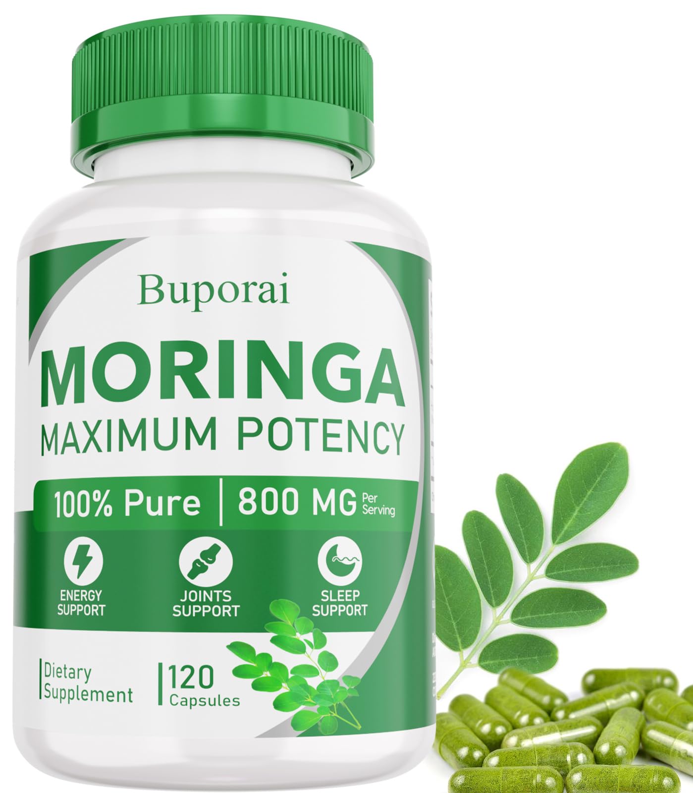 Buporai Moringa Capsules bottle front view