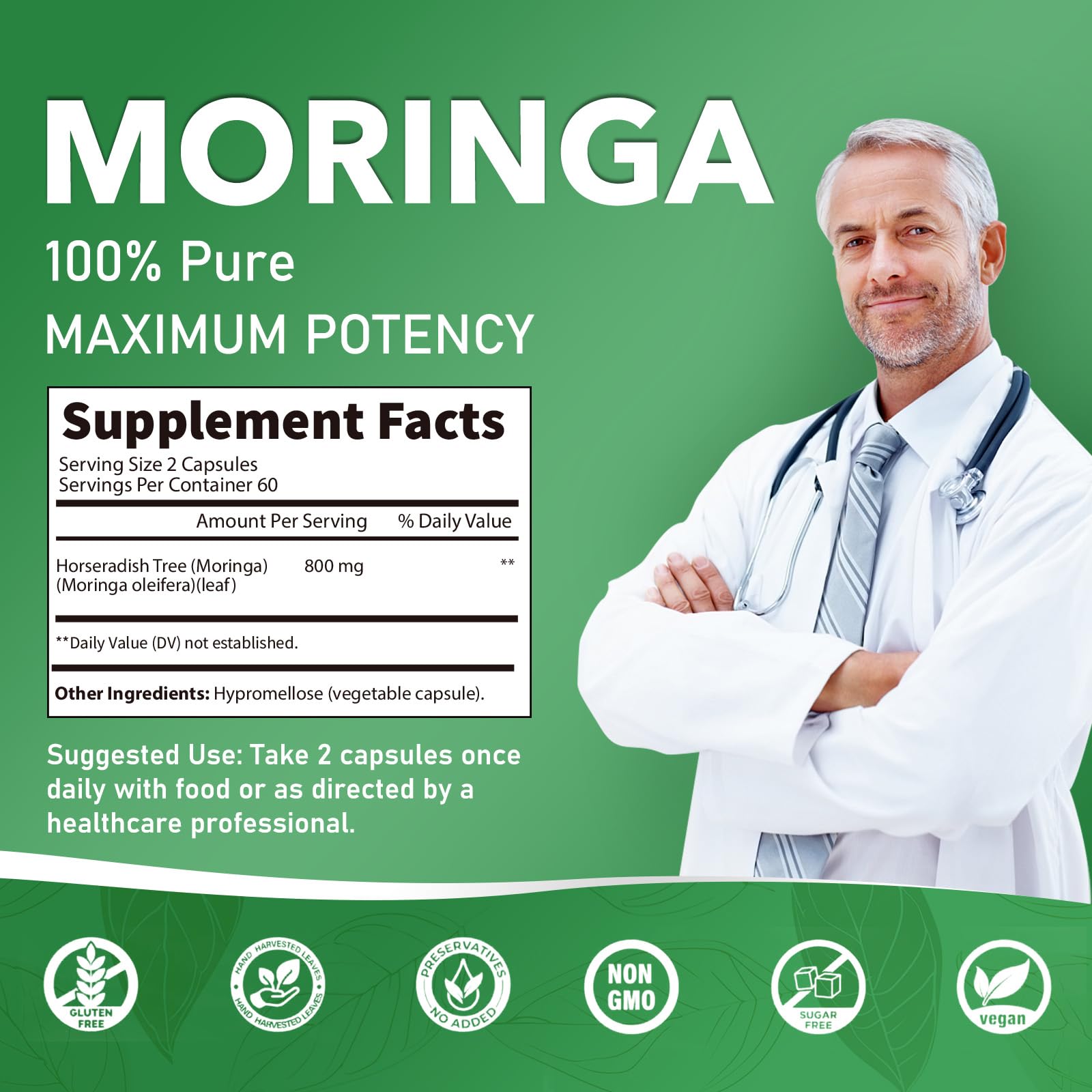 Buporai Moringa Capsules on wooden table