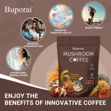 Buporai Mushroom Coffee 210g serving suggestion with hot water