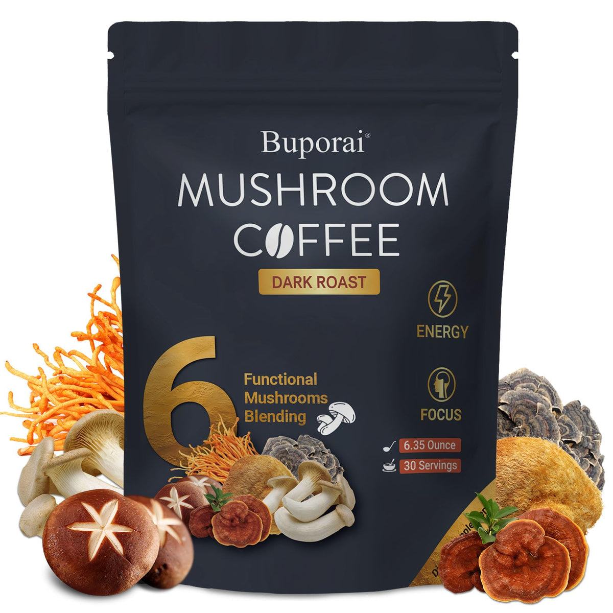 Buporai Mushroom Coffee Blend front packaging view