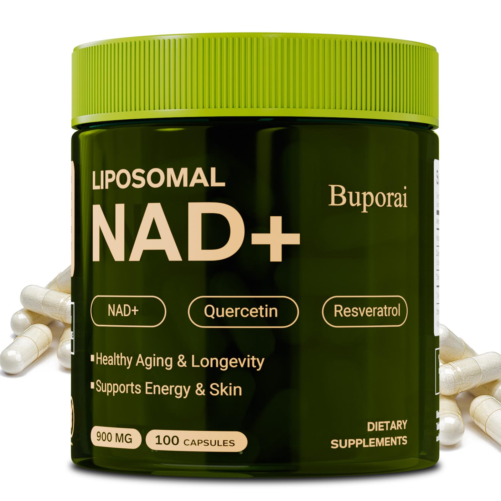 Buporai NAD Supplement 900mg bottle front view
