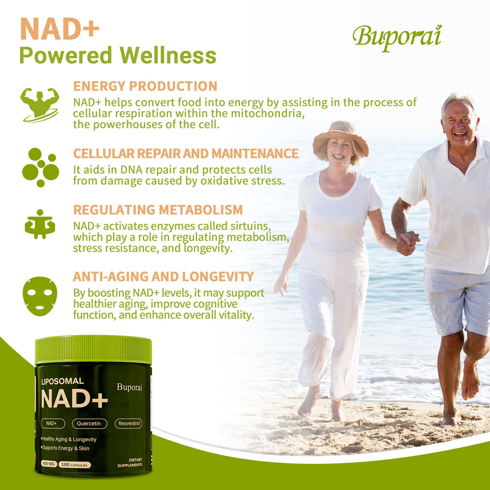 Buporai NAD Supplement 900mg ingredients list
