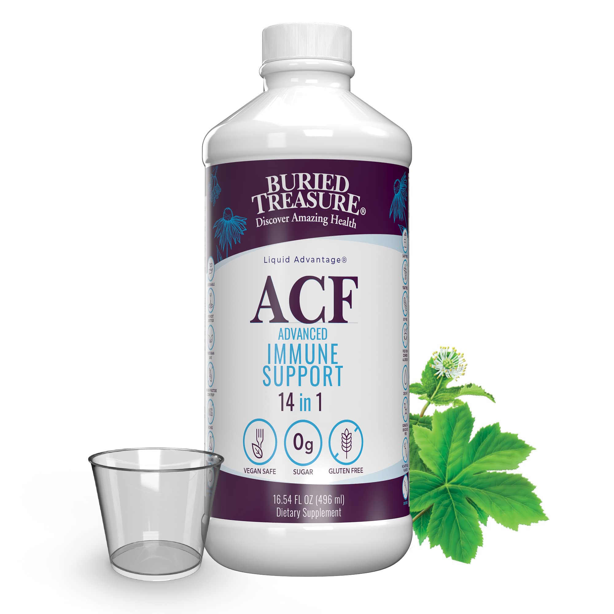 Buried Treasure ACF Elderberry Supplement 750mg front view