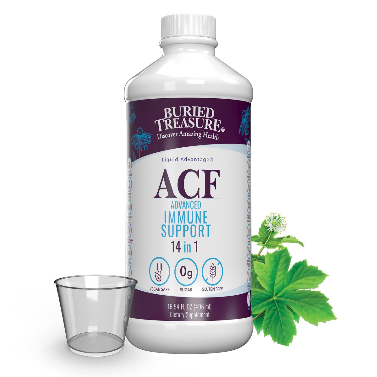 Buried Treasure ACF Elderberry Supplement 750mg front view