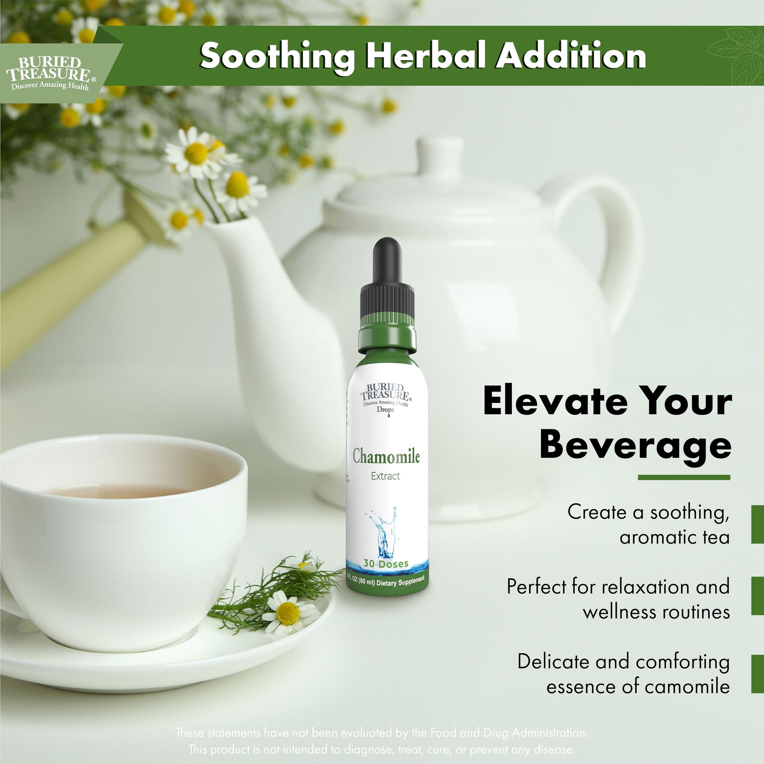 Buried Treasure Chamomile Drops bottle with dropper