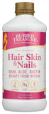 Buried Treasure Hair Skin and Nails liquid supplement pouring into a spoon