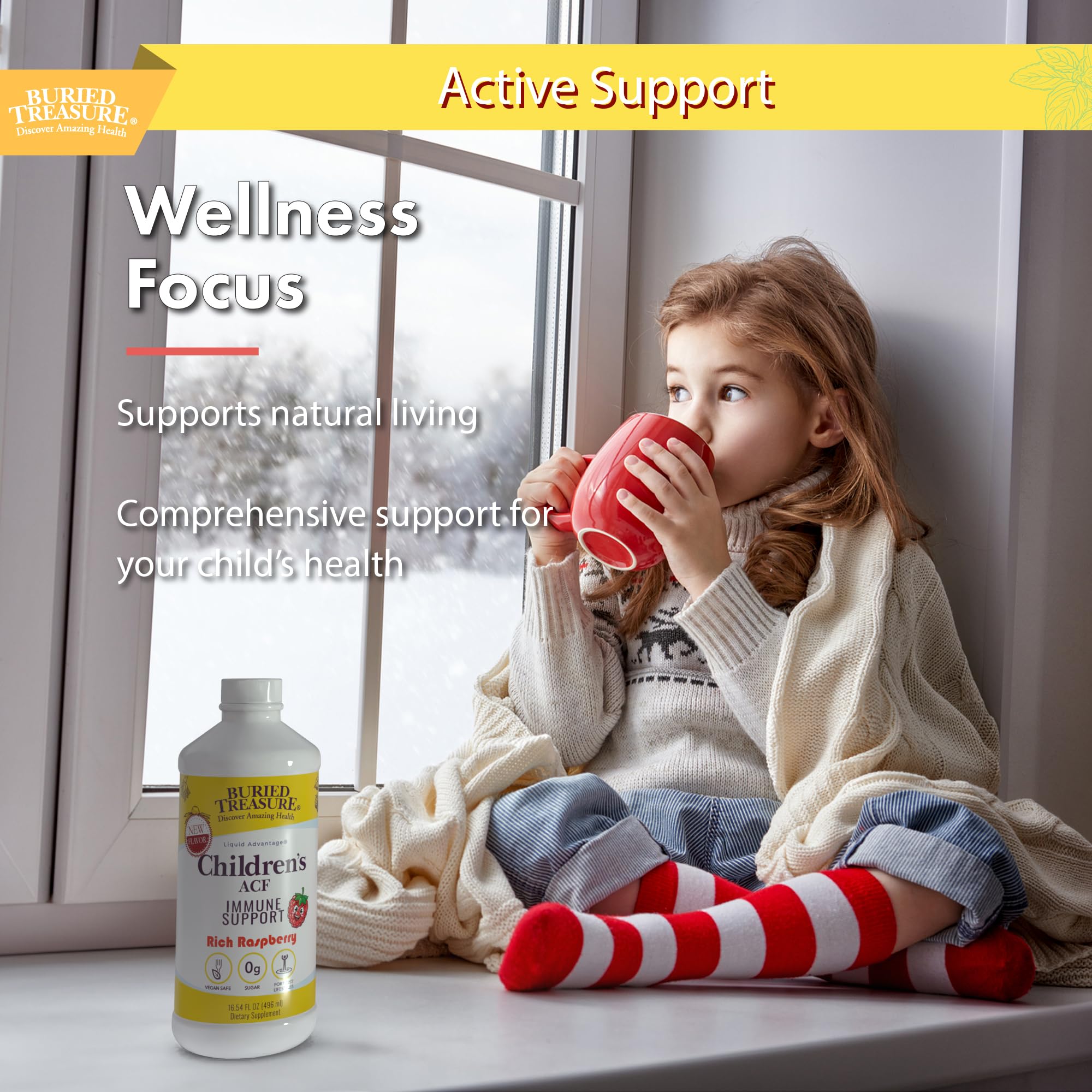 Buried Treasure Liquid Elderberry Supplement for Kids 635g side view