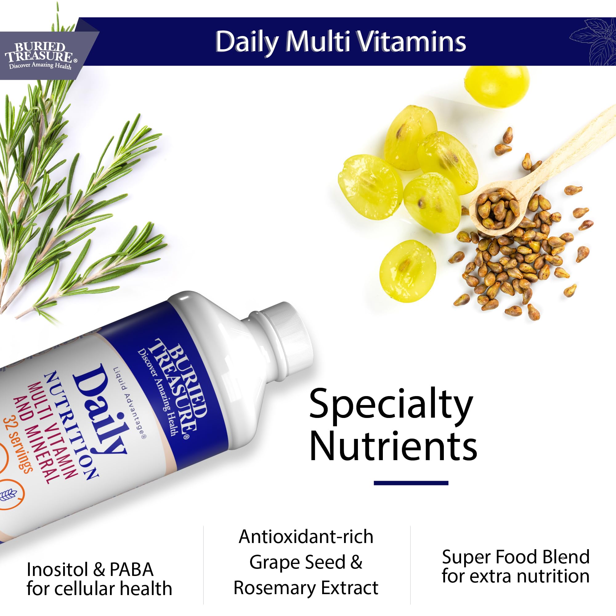 Buried Treasure Liquid Multivitamin 590g serving suggestion